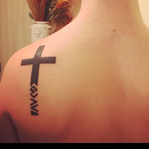 back cross tattoo for men