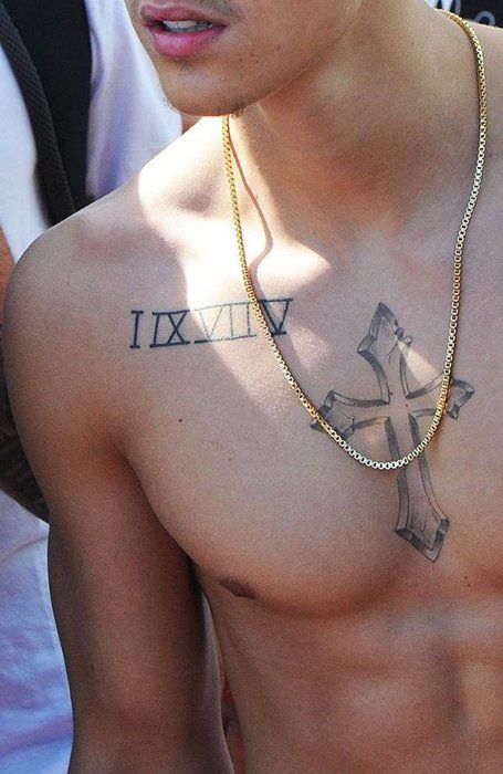 cross tattoo for men on chest