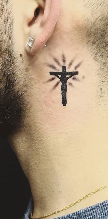 cross tattoo for men on neck