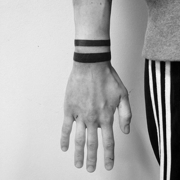 simple band wrist tattoo for men