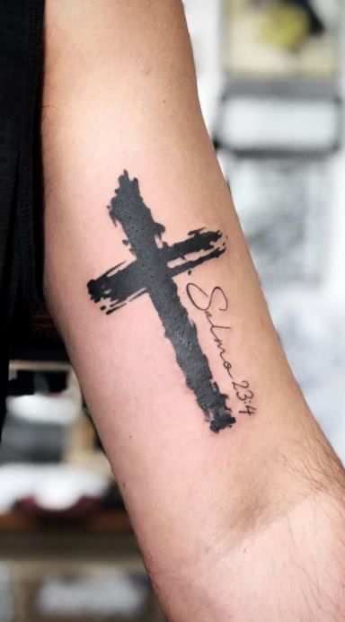 trendy cross tattoo for men