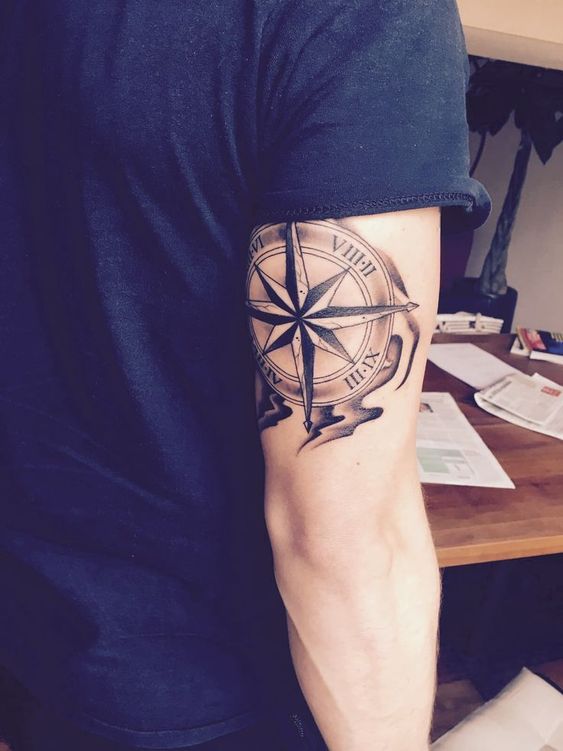 compass arm tattoos for men