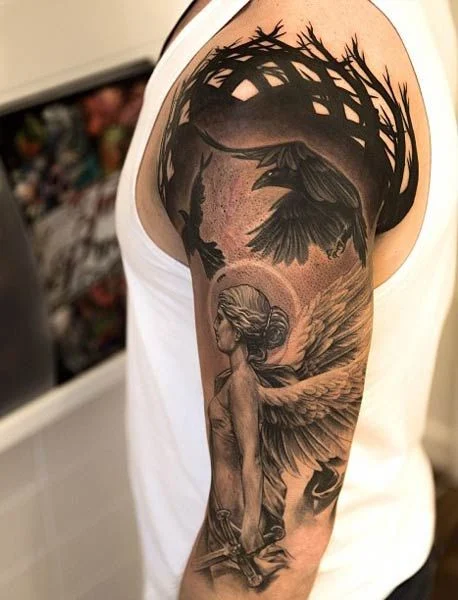 painting arm tattoos for men