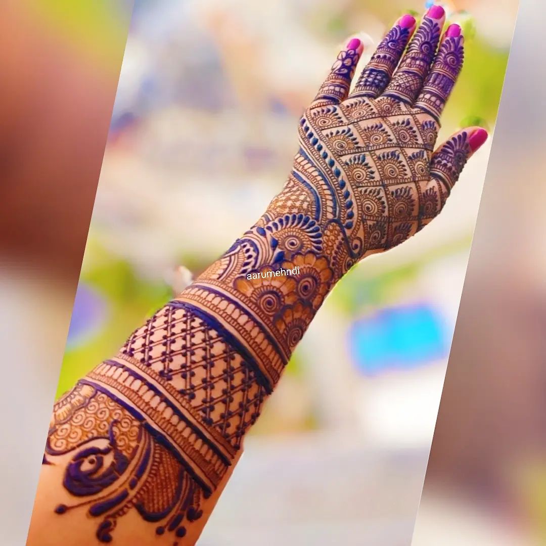 Indian wedding back hand mehndi design