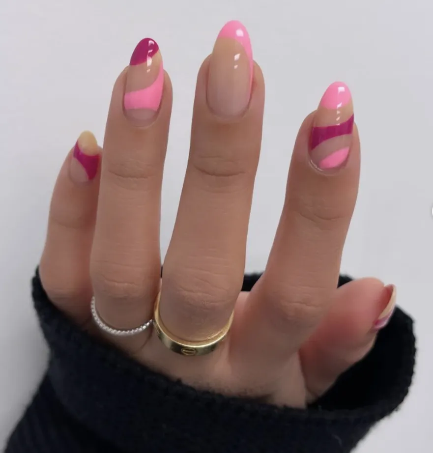 transparent pink nail art design ideas