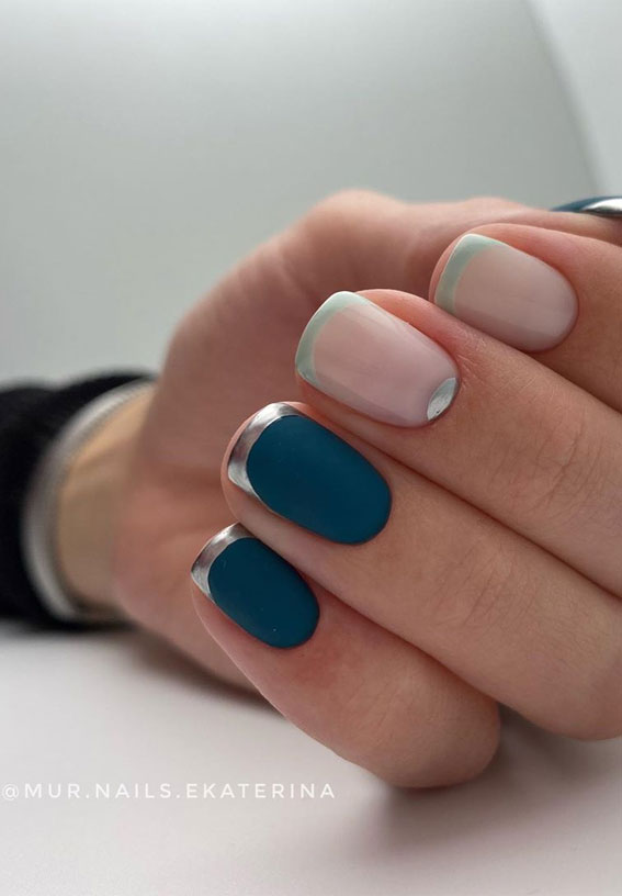 blue and pink nail art design ideas
