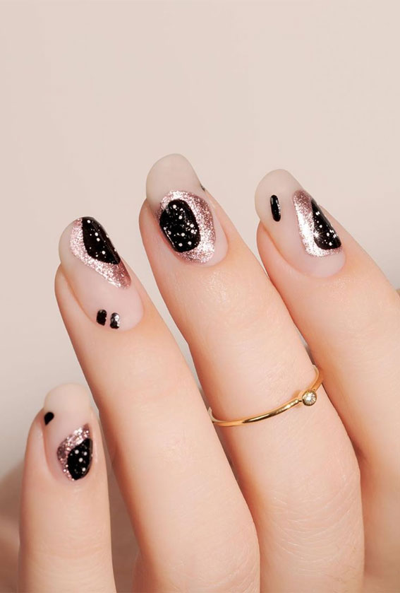 black pink nail art design ideas