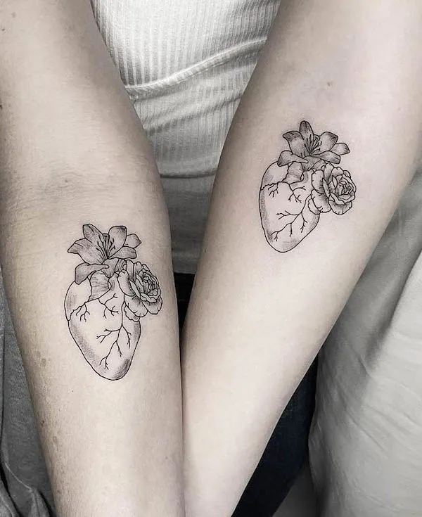 Beating-heart Mother Daughter Tattoos