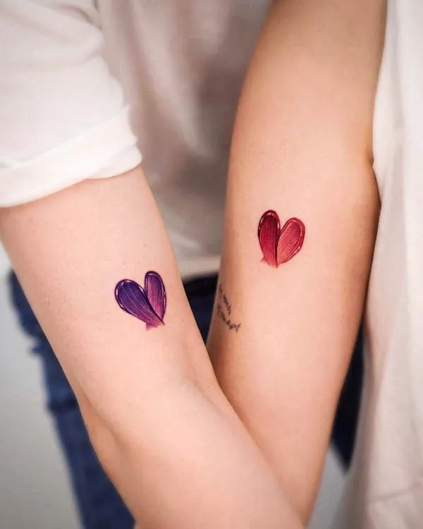 Colors of heart Mother Daughter Tattoos
