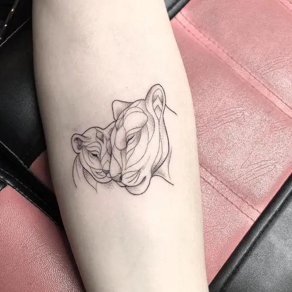 Cute-lion-Mother Daughter Tattoos