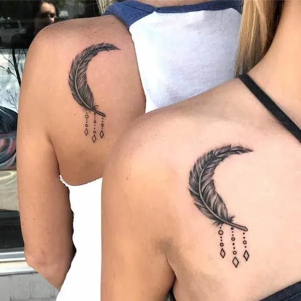 Feather-Mother Daughter Tattoos