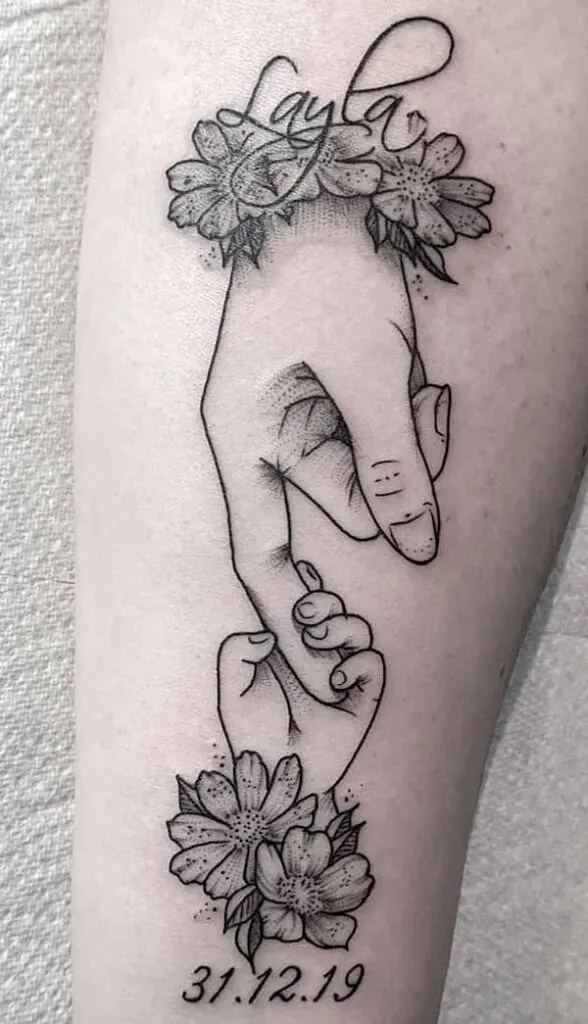 Hold-my-hand-Mother Daughter Tattoos