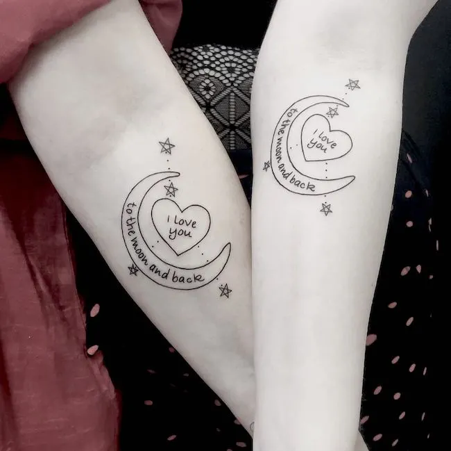 I-love-you-moon-Mother Daughter Tattoos