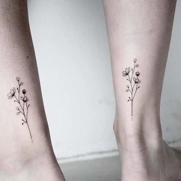 Matching-feminine-floral-Mother Daughter Tattoos
