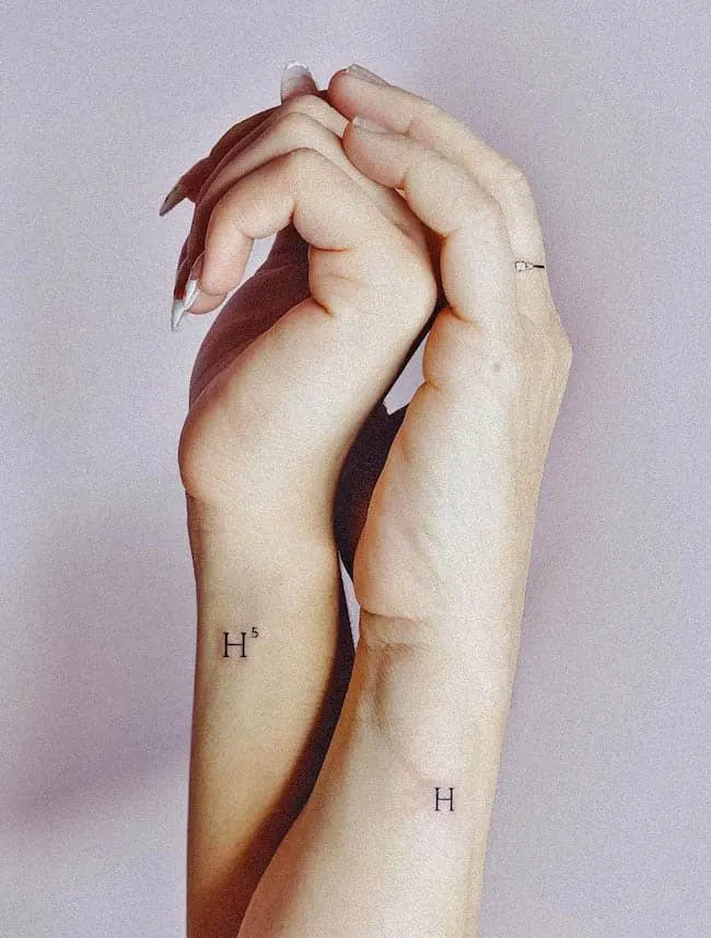 Mother Daughter Tattoos of initials