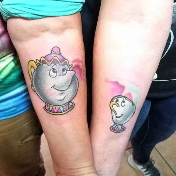 Mrs.-Potts-and-Chip Mother Daughter Tattoos