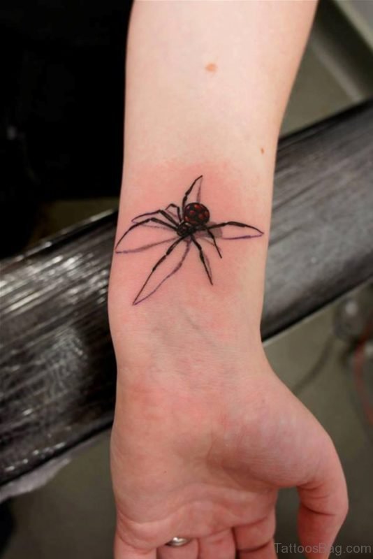 Realistic-Spider-Tattoo-On-Wrist