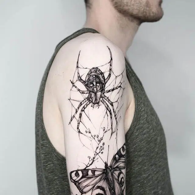 Spider-and-Butterfly-Tattoo design