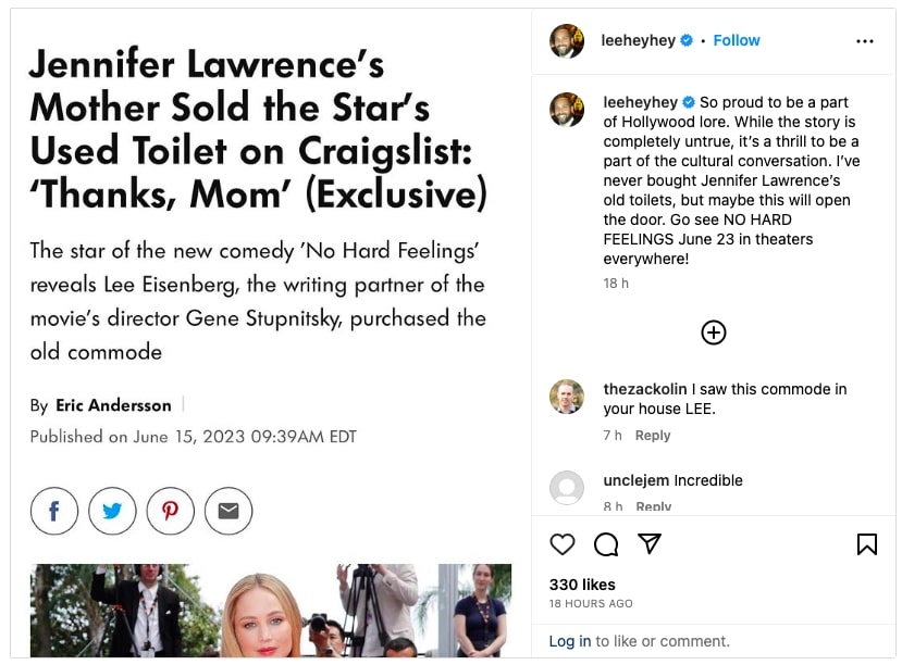 jennifer mom sold her toilet to hollywood producer