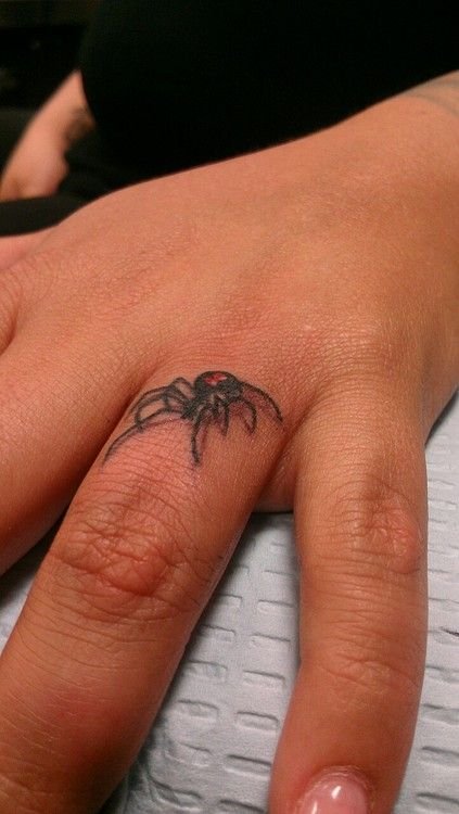 spider tattoo on finger