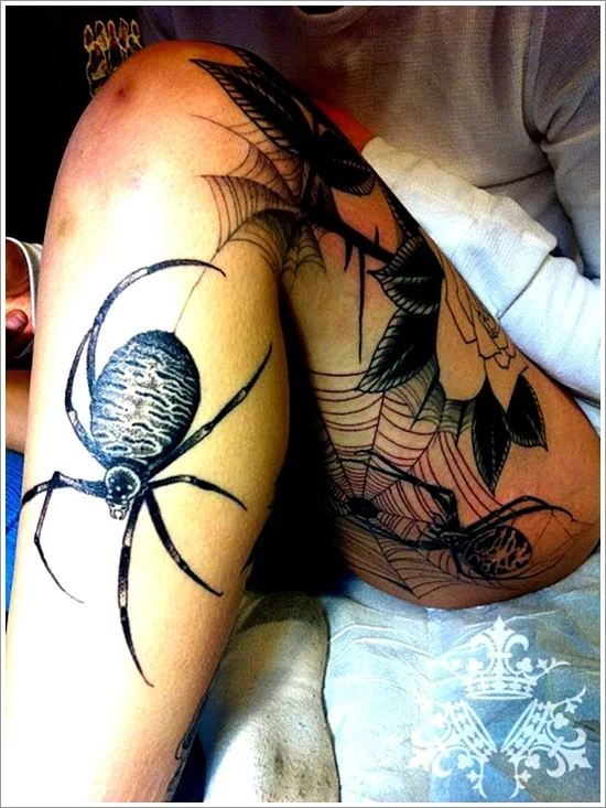 spider-tattoo-on leg