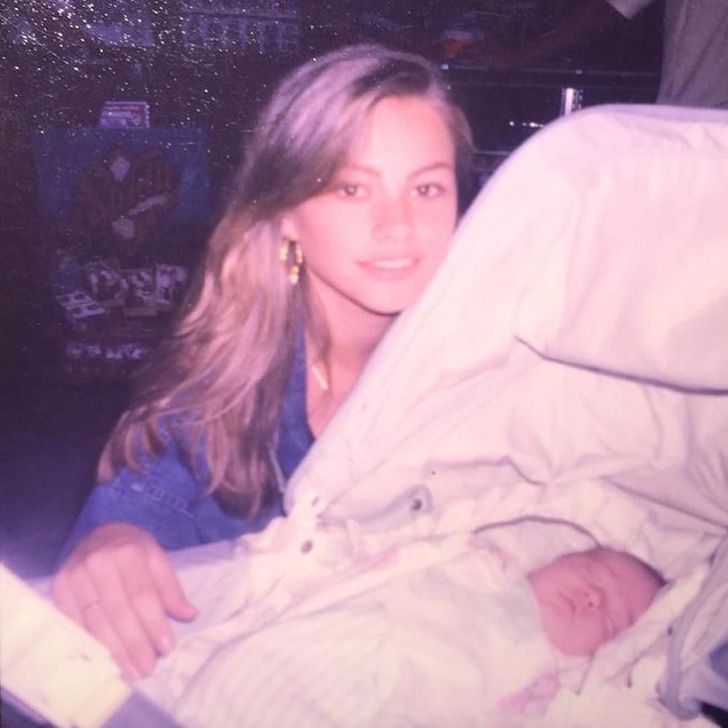 sofia vergara young with her fist child