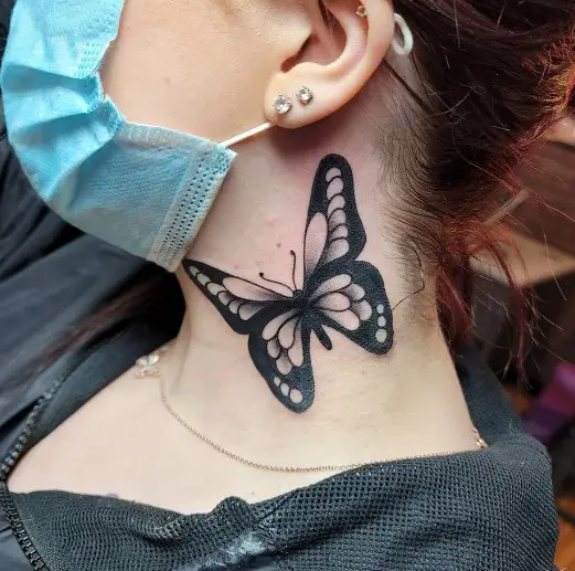 butterfly neck tattoo women 4