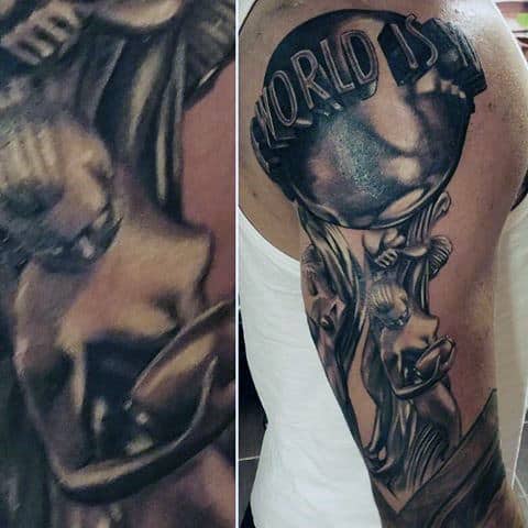 half-sleeve-guys-3d-the-world-is-yours-tattoo